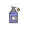Disinfectant dispenser, liquid soap, hand cream flat color line icon.