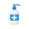 Disinfectant flat icon. Liquid soap in plastic pump bottle