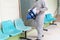 Disinfectant sprayers and germs that adhere on objects on the surface. prevent infection Covid 19 viruses or coronavirus And