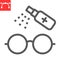 Disinfection eyeglasses line icon, hygiene and disinfection, cleaning eyeglasses sign vector graphics, editable stroke