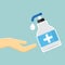 Disinfection. Hand sanitizer bottle icon. Vector illustration