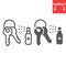 Disinfection keys line and glyph icon, hygiene and disinfection, cleaning keys sign vector graphics, editable stroke