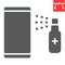 Disinfection smartphone glyph icon, hygiene and disinfection, cleaning smartphone sign vector graphics, editable stroke