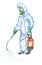 Disinfection worker drawing
