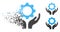 Disintegrating Dotted Halftone Gear Maintenance Hands Icon