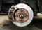 Disk brake of vehicle, Rusty brake drum without tire