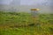 Disk golf course in a grassy meadow on Grimsey Island Iceland