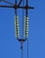 Disk insulators made of hardened glass on a power transmission line