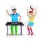 Disk Jockey Playing Music On Dj Equipment Vector