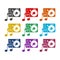Disk Jockey turntable color icon set on white background