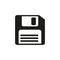 Diskette black icon save button, vector illustration