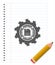 Diskette icon drawn in pencil. Vector Illustration. Detailed