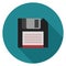 Diskette icon in flat design.