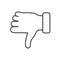 Dislike gesture thin line icon, gestures concept, Thumbs down finger sign on white background, unlike gesture icon in