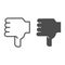 Dislike hand line and glyph icon. Thumb down vector illustration isolated on white. Unlike hand gesture outline style