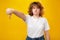 dislike sign overweight bullying woman thumb down