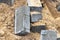 Dismantled paving slabs. Reconstruction of the sidewalk in the city. Construction work on the improvement of the territory. Close-