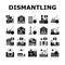 Dismantling Construction Process Icons Set Vector