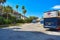 Disney buses lined up in the transport area of â€‹â€‹terminal A and others departing to different destinations at Orlando Internat