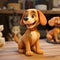 Disney Characters Dog Figurine: High-quality 2d Art In Wood, Rendered In Cinema4d