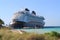 Disney Cruise Ship Fantasy Docks in Castaway Cay Bahamas