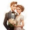 Disney Dlc Wedding 2: Elegant 2d Illustration Of Bride And Groom