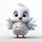 Disney Frozen: A Playful Cartoon Illustration Of A White Bird With Green Eyes