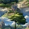 Disney princess castle with realistic detail and atmospheric clouds (tiled