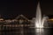 Disney Springs Orlando, FL Night Lighted Bridge w/Water Fountain