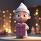 Disney Style Adorable Avatar of Muslim Boy Holding Gift Box. Eid Mubarak, Generative AI