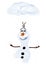 Disney vector illustration of Olaf with snow falling from a cloud above him, isolated on white background, snowman, frozen