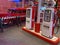 Disneyland in marne la vallee cars garage station vintage retro scene with red