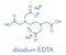 Disodium edetate disodium EDTA drug molecule. Skeletal formula.