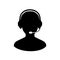 Dispatcher with headphone icon sign - vector