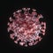 Dispersed corona viruses with dark background, 3d rendering