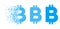 Dispersed Pixelated Halftone Bitcoin Letter Icon