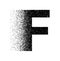 Dispersion exploding capital letter F in black color. Logotype dispersion letter capital R. Styled letter design for logo, label,