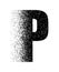 Dispersion exploding capital letter P in black color. Logotype dispersion letter capital R. Styled letter design for logo, label,