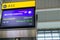 Display announcing a flight delay