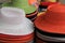 Display of bright and colorful hats