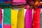 Display of colorful scarves, Mehrangarh Fort, Jodhpur, India