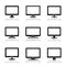 Display devices icon set. Televisions and computer monitors.
