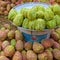 Display of edible cactus figs in souks in Fez Medina, Morocco