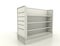 Display fixtures with slat wall and shelves