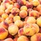 Display of fresh yellow peaches