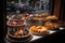 display of fruit pies and tarts in bakery window, enticing passersby