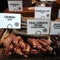Display of Meat Sausages on a Market Stall in London