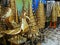 Display of metal work at the market near Mahamuni Pagoda in Mandalay, Myanmar