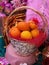 Display Orange in the basket for Chinese New year, decoration display, orange in market