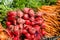 Display of red beets and carrots